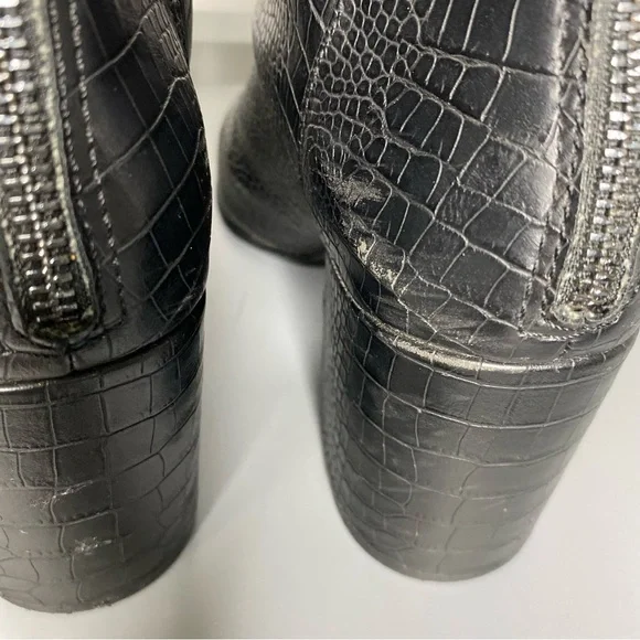 Steve Madden Jillian Croc Embossed Black PU Leather Pointy Toe Ankle Boots 9.5 - Picture 8 of 12